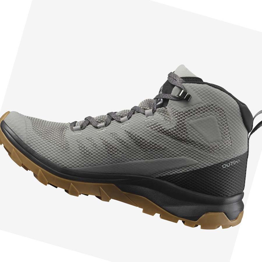 Tenis Senderismo Salomon OUTLINE MID GORE-TEX Hombre Grises Negros | MX 3596UZG